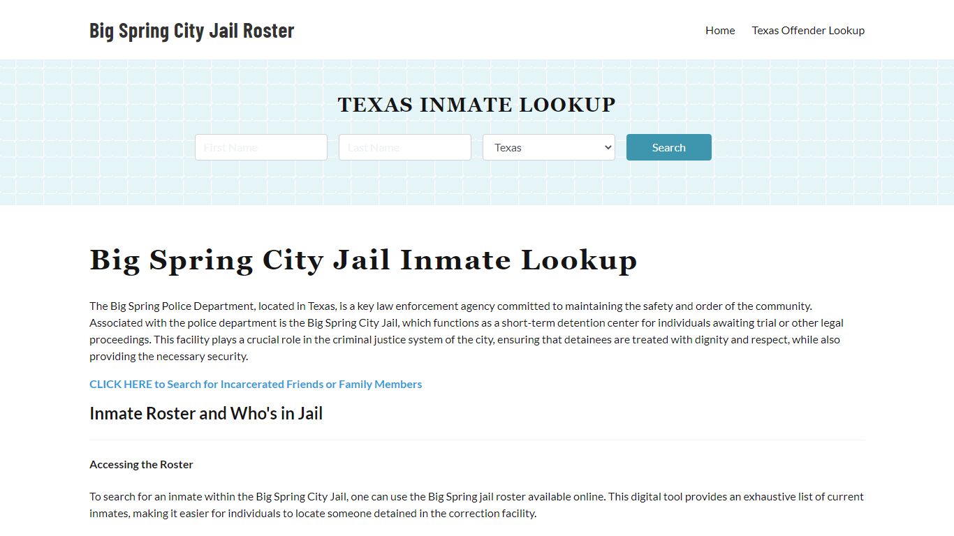 Big Spring Police Department & City Jail, TX Inmate Roster, Arrests ...